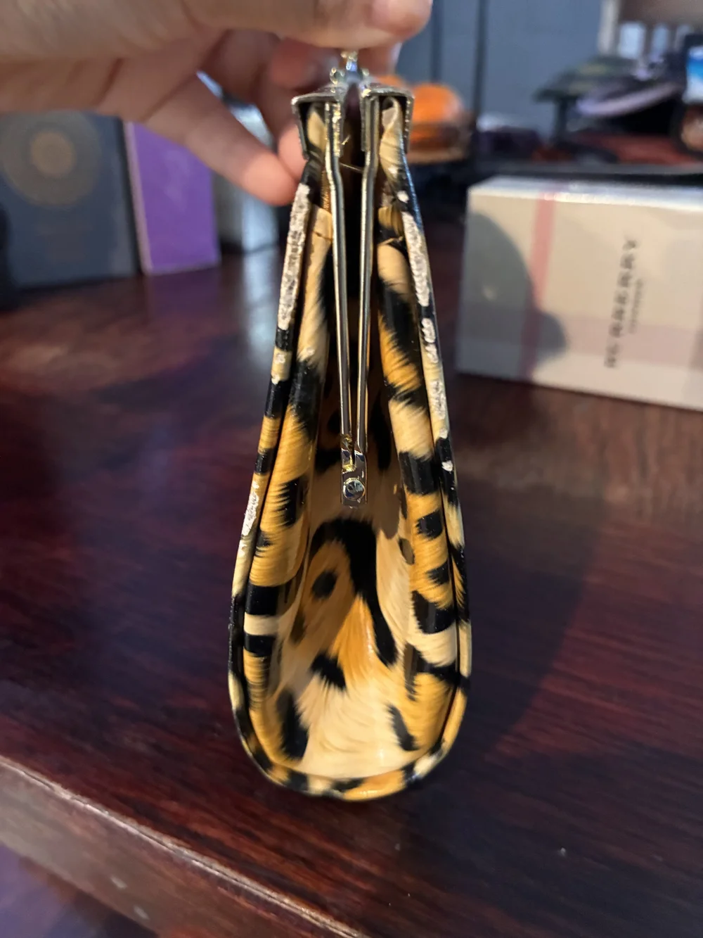 Leopard Print Clasp Wallet - Yellow/Black